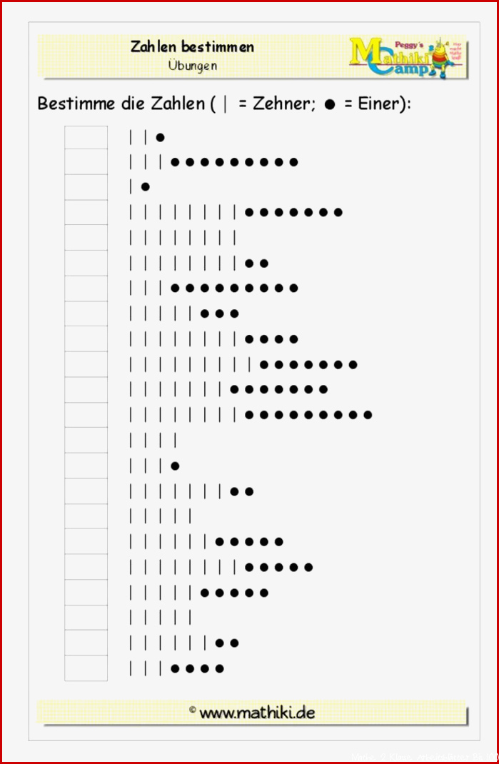 Zahlen bestimmen bis 100 Klasse 2 Arbeitsblatt mit
