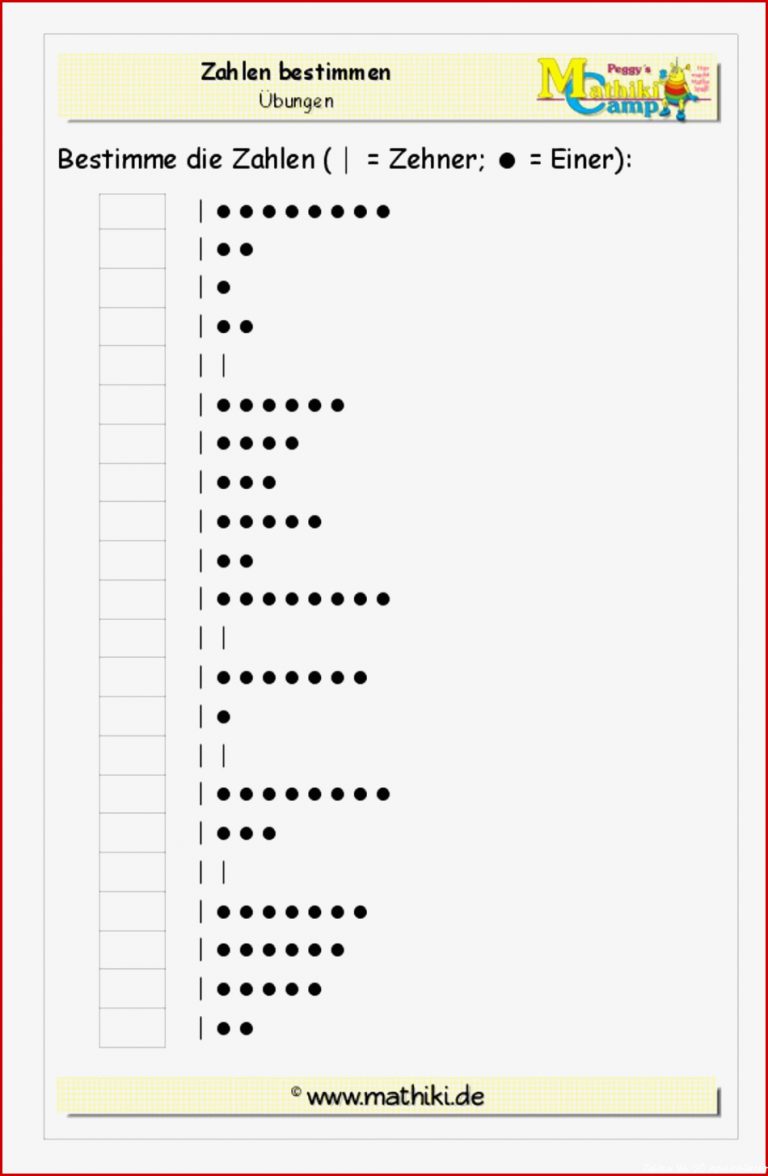 Zahlen Bestimmen Bis 20 Klasse 1 Kostenloses