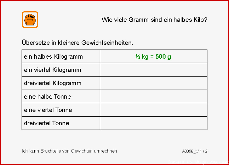 Zahlen bestimmen Bruchteile von Größen