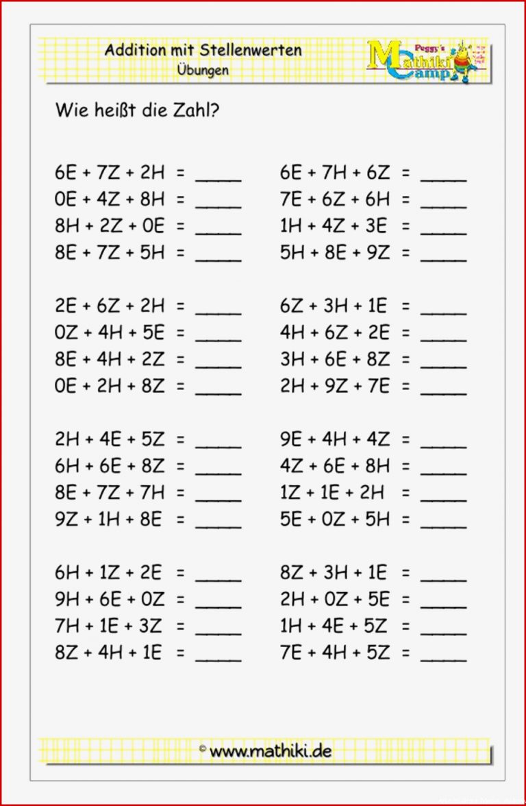 Zahlen Bis 1000 Arbeitsblätter Klasse 3 Worksheets