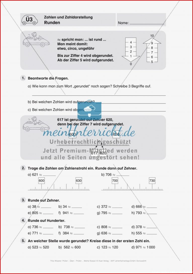 Zahlen bis 1000 Einführung Runden meinUnterricht