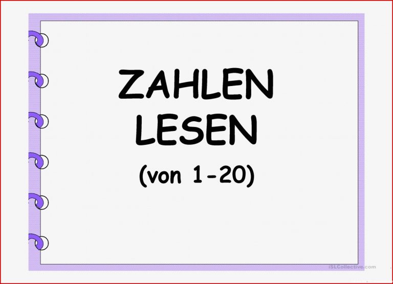 Zahlen Von 1 20 Arbeitsblatt Free Esl Projectable