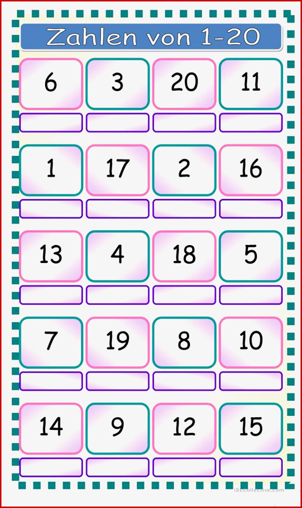 Zahlen Von 1 20 Arbeitsblatt Kostenlose Daf Arbeitsblätter