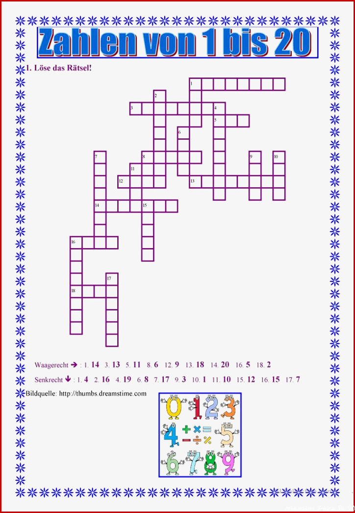 Zahlen von 1 bis 20 - Deutsch Daf Arbeitsblatter