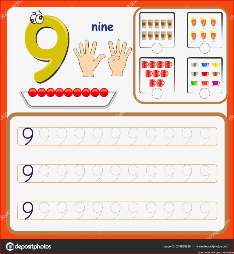 Zahlenkarten Zählen und Schreiben von Zahlen Lernnummern