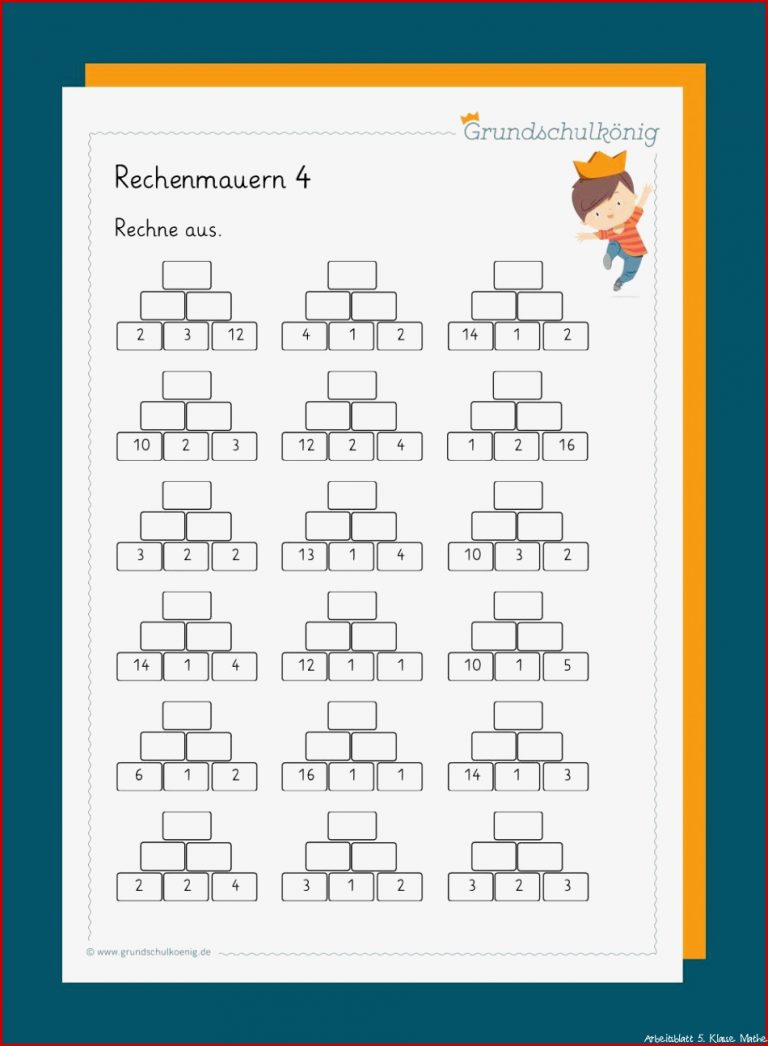 Zahlenmauern 5 Klasse Arbeitsblätter Worksheets