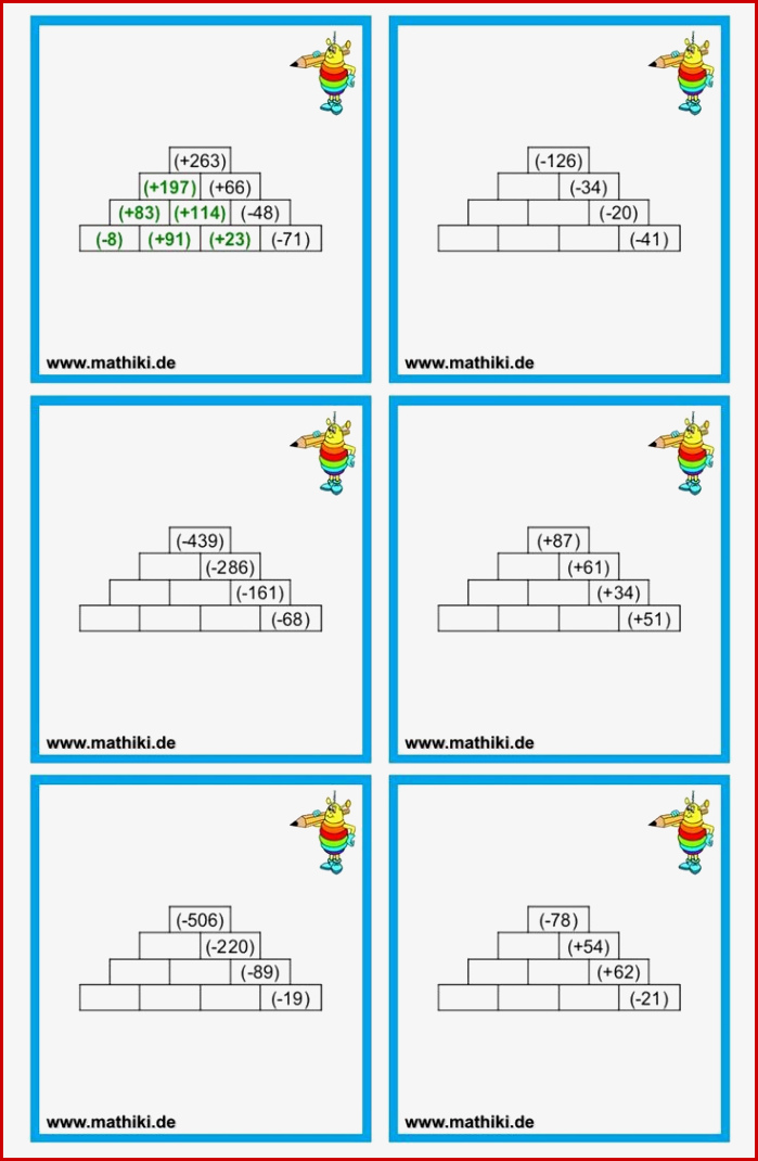 Zahlenmauern Ganze Zahlen Klasse 5 6 Mathiki