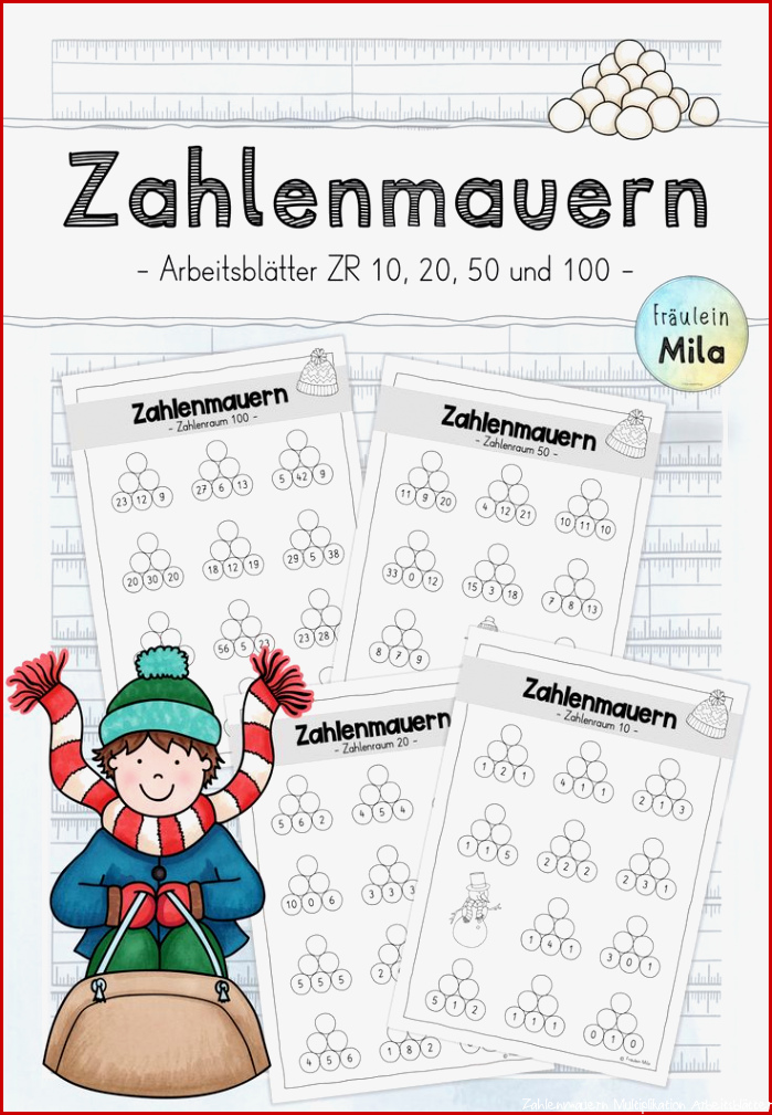 Zahlenmauern ZR 10 20 50 100 Arbeitsblätter