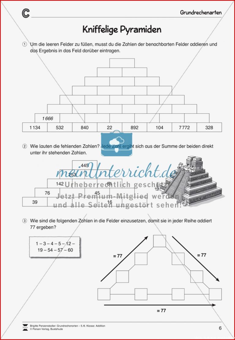 Zahlenpyramide Zur Übung Der Addition Großer Zahlen