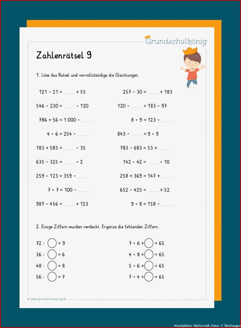 Zahlenrätsel Gleichungen