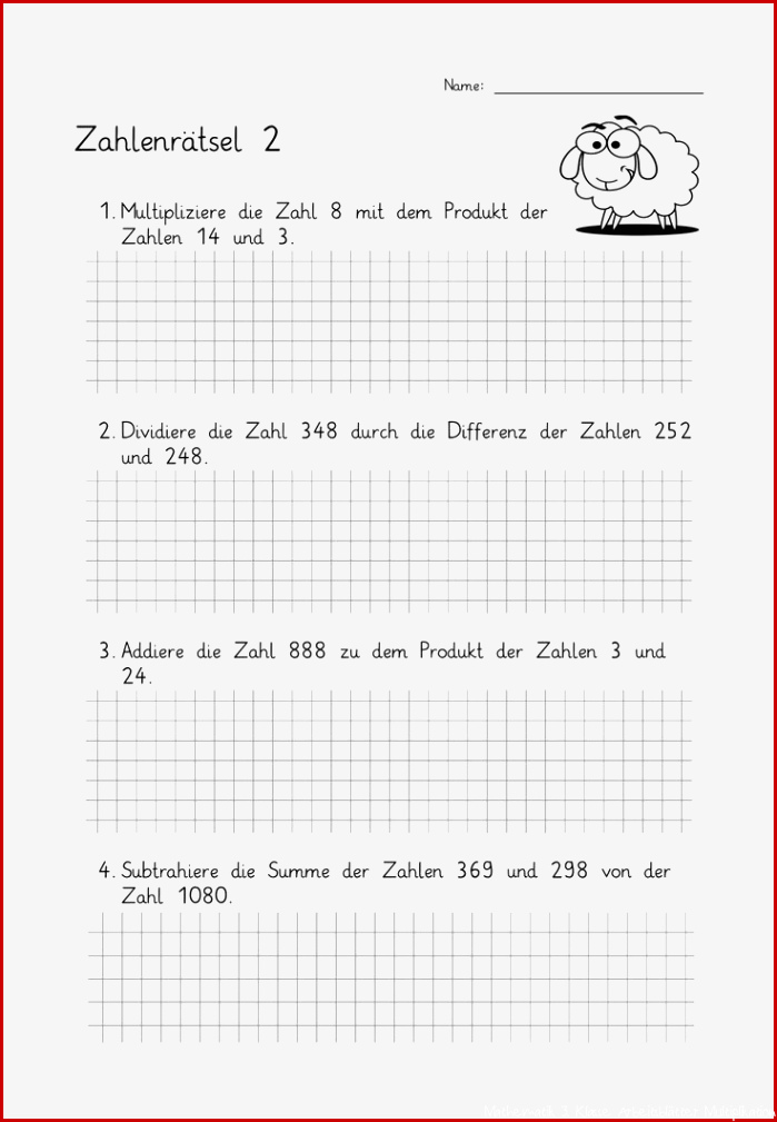 Zahlenrätsel Klasse 4 2 Begriffe Summe Differenz