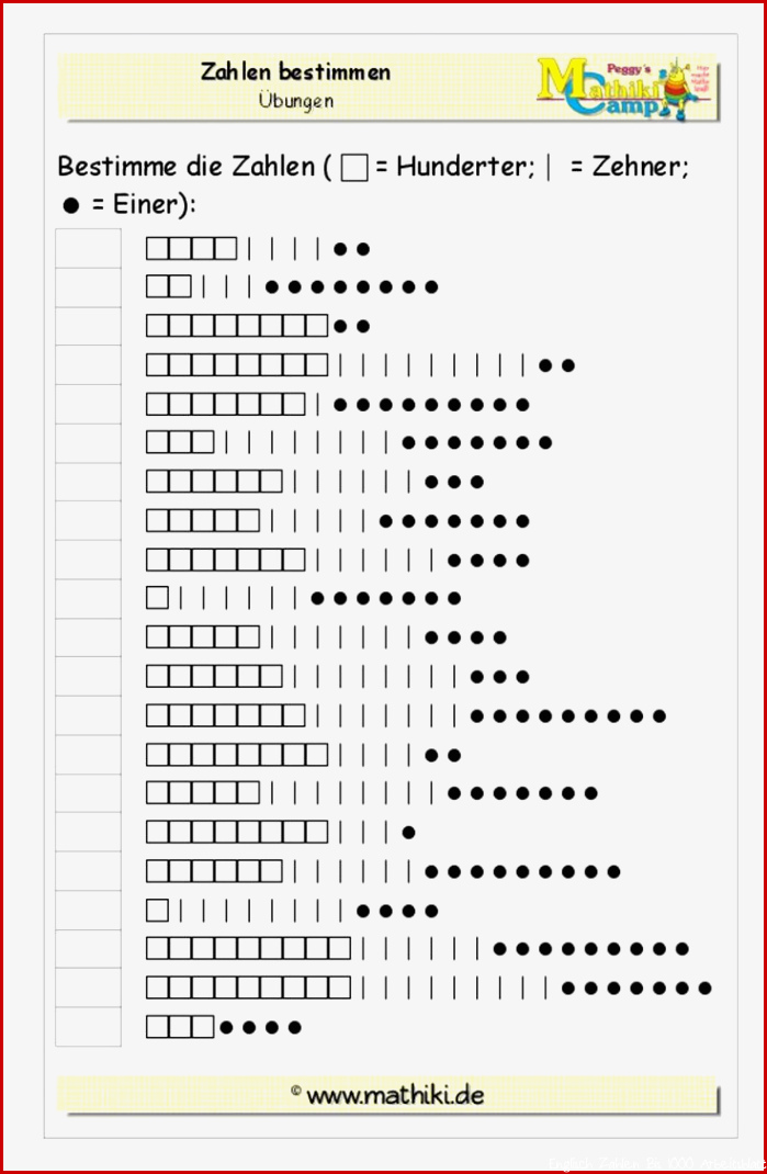 Zahlenraum 1000 Klasse 3 Zahlen bis 1000 Klasse 3