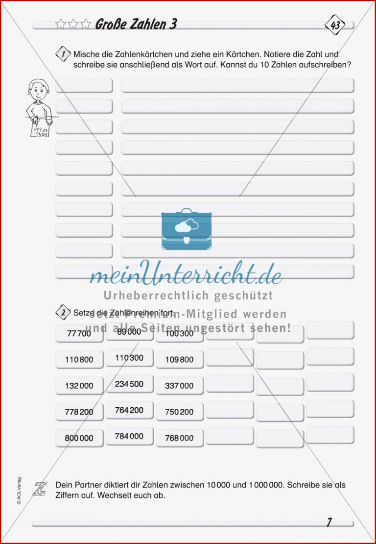 Zahlenraum bis 1 000 000 Darstellungen großer Zahlen in