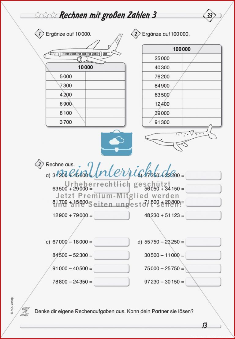 Zahlenraum Bis 100 000 Rechnen Mit Großen Zahlen