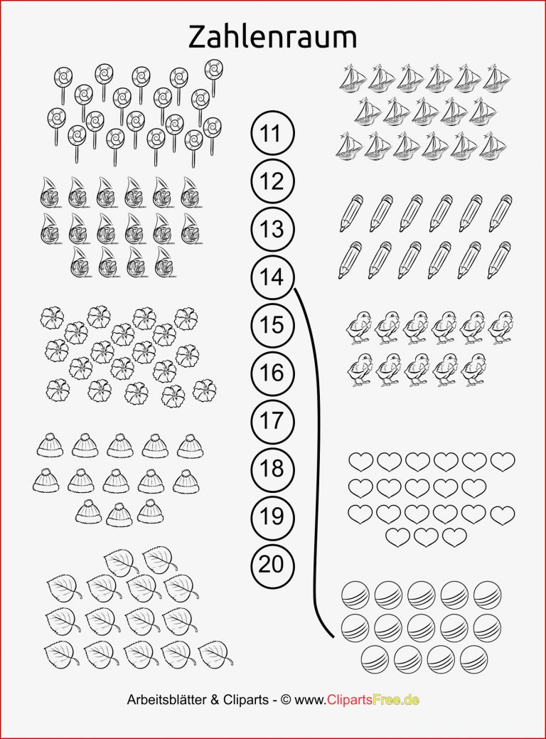 Zahlenraum Bis 20 Kostenlose Arbeitsblätter