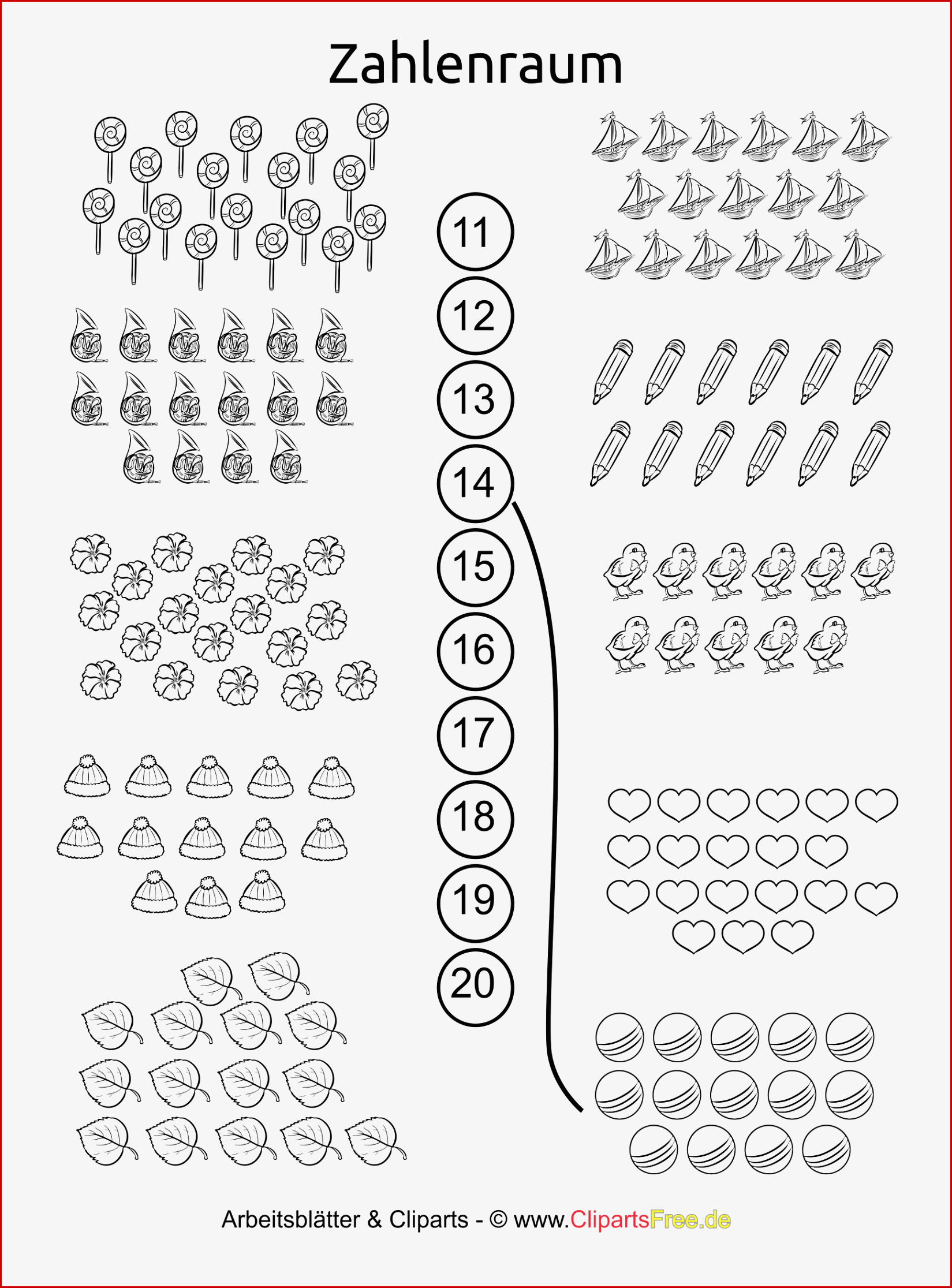 Zahlenraum Bis 20 Kostenlose Arbeitsblätter