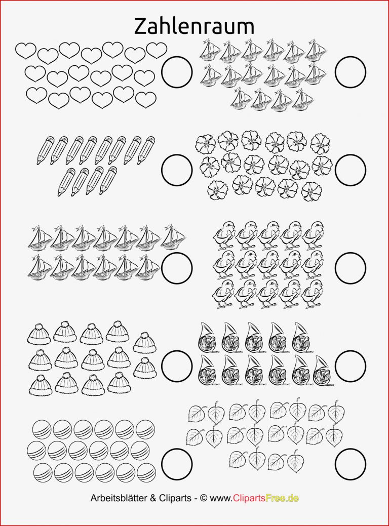 Zahlenraum bis 20 Kostenloses Arbeitsblatt