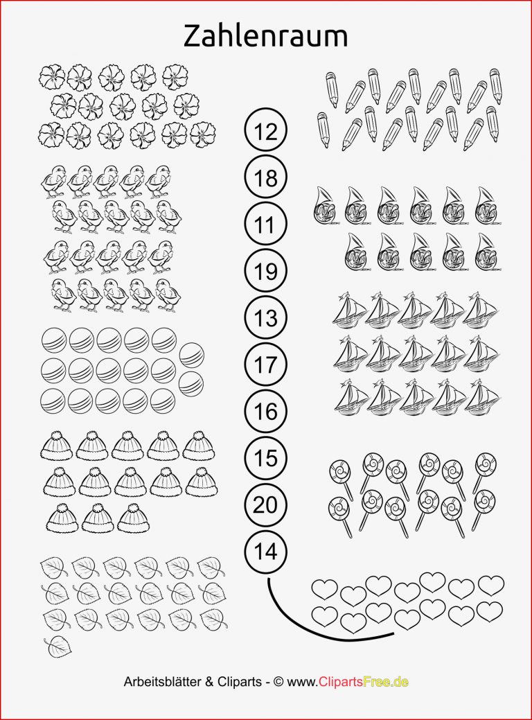 Zahlenraum bis 20 Übungen zum Ausdrucken