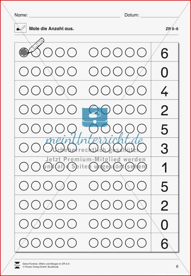 Zahlenraum Bis 6 Punktetafeln Meinunterricht