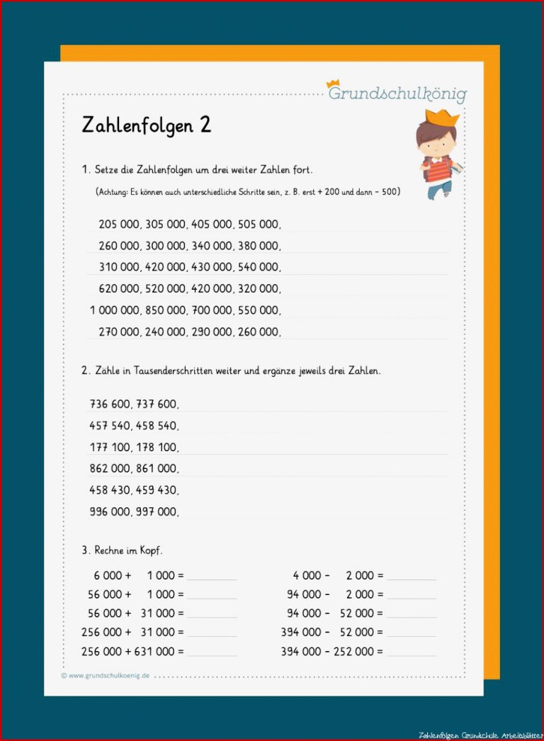 Zahlenreihen Zahlenfolgen im Zahlenraum 1 000 000