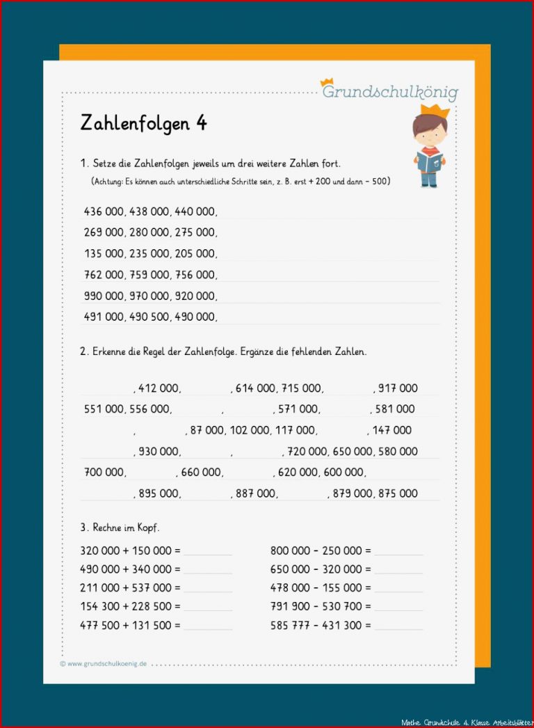 Zahlenreihen/ Zahlenfolgen im Zahlenraum 1 000 000