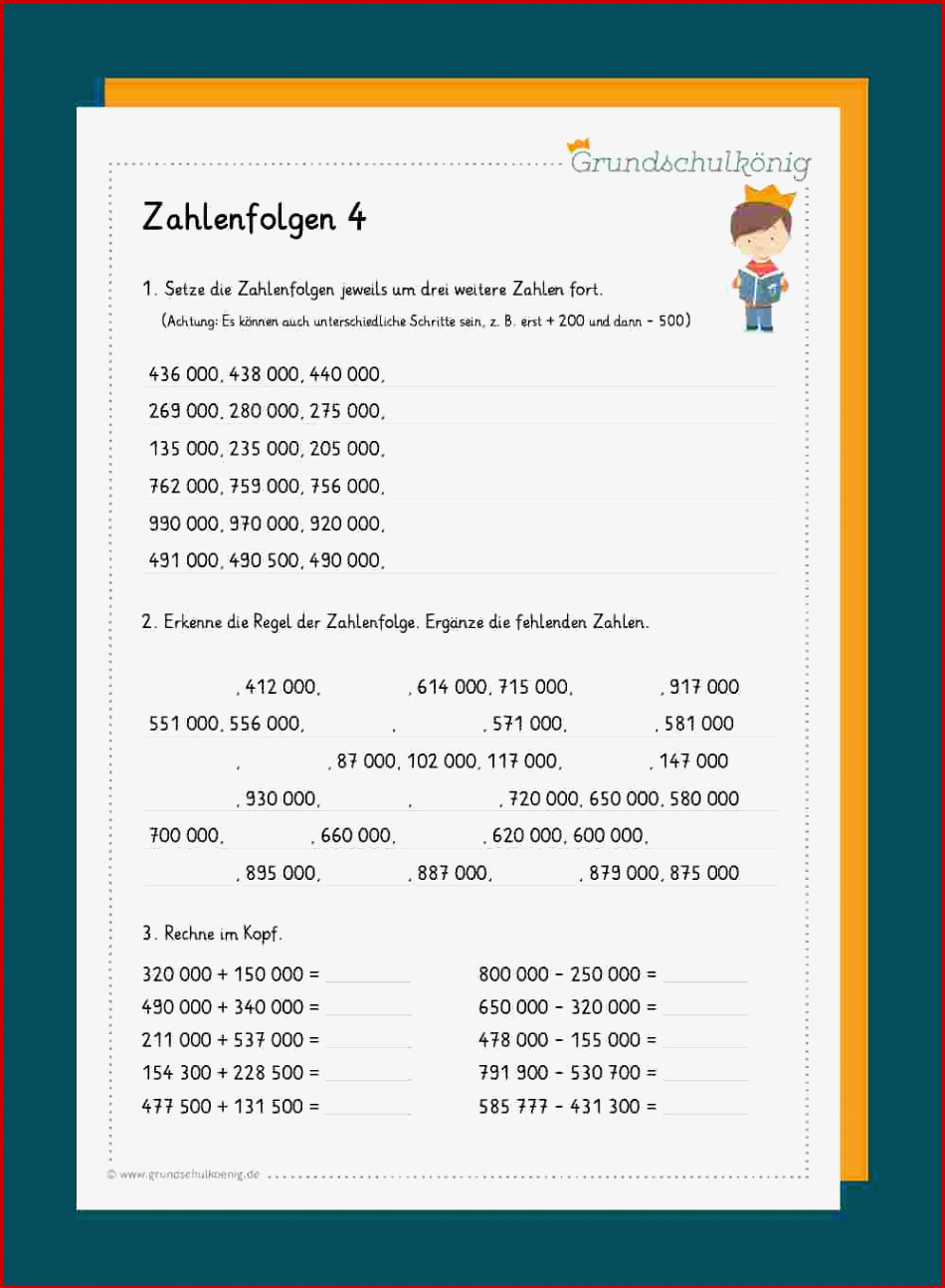 Zahlenreihen Zahlenfolgen Im Zahlenraum 1 000 000