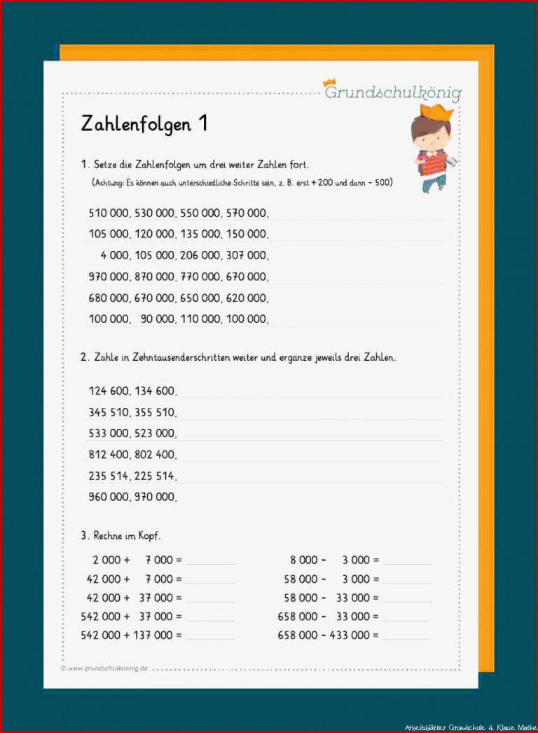 Zahlenreihen/ Zahlenfolgen im Zahlenraum 1 000 000