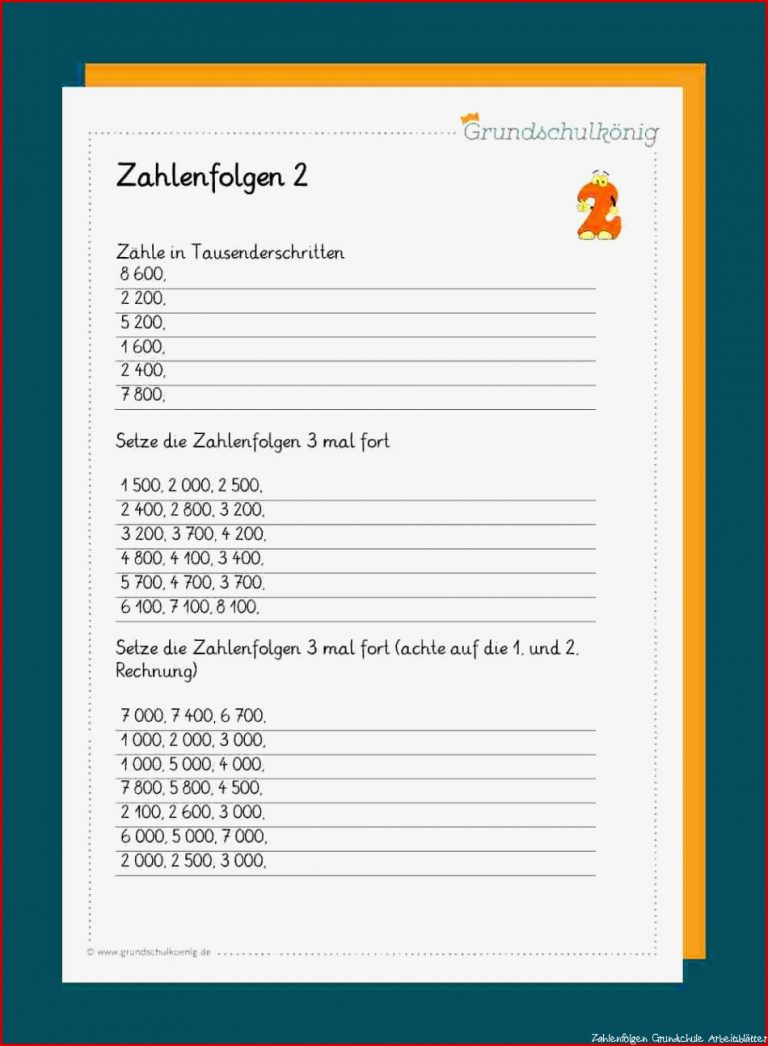 Zahlenreihen Zahlenfolgen im Zahlenraum 10 000