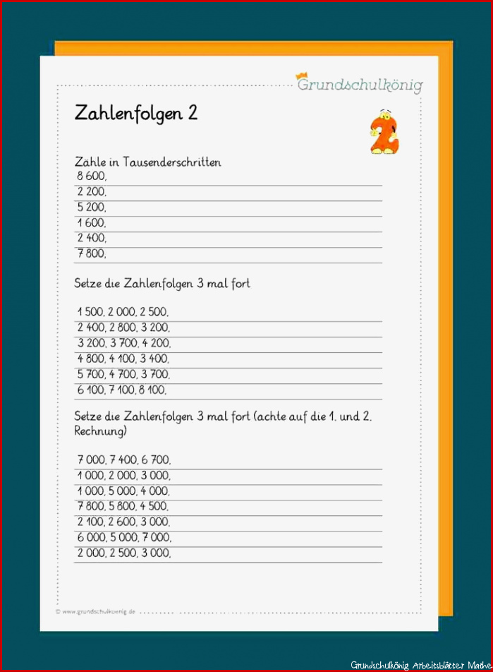 Zahlenreihen Zahlenfolgen im Zahlenraum 10 000