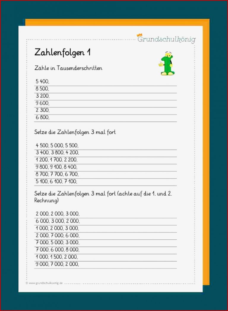 Zahlenreihen Zahlenfolgen im Zahlenraum 10 000