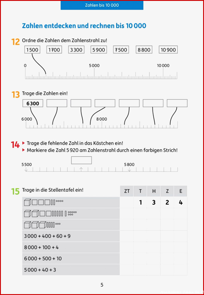 Zahlenstrahl Bis 1 Million Arbeitsblätter Worksheets