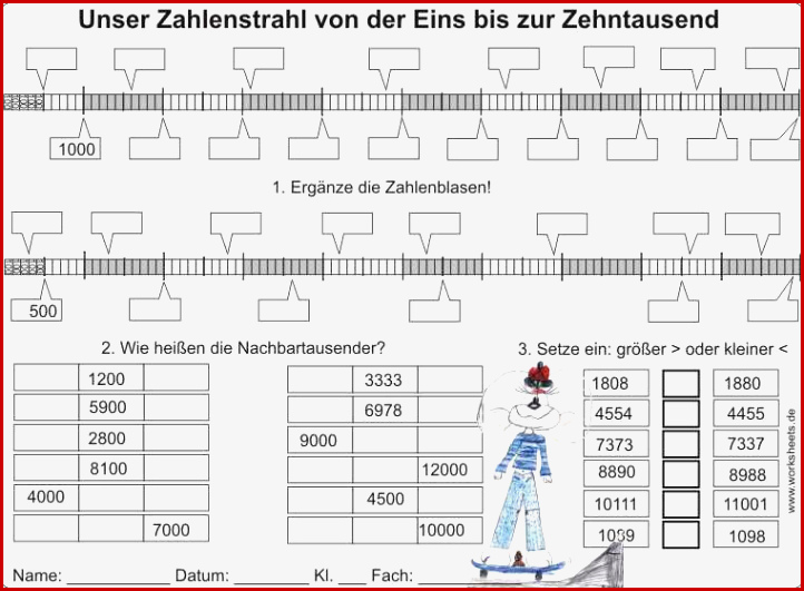 Zahlenstrahl Bis Zehntausend