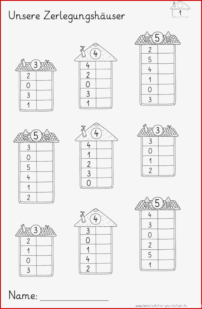 Zahlzerlegung Arbeitsblätter