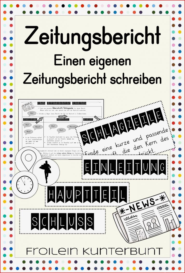 Zeitungsbericht Schreiben Tafelmaterial