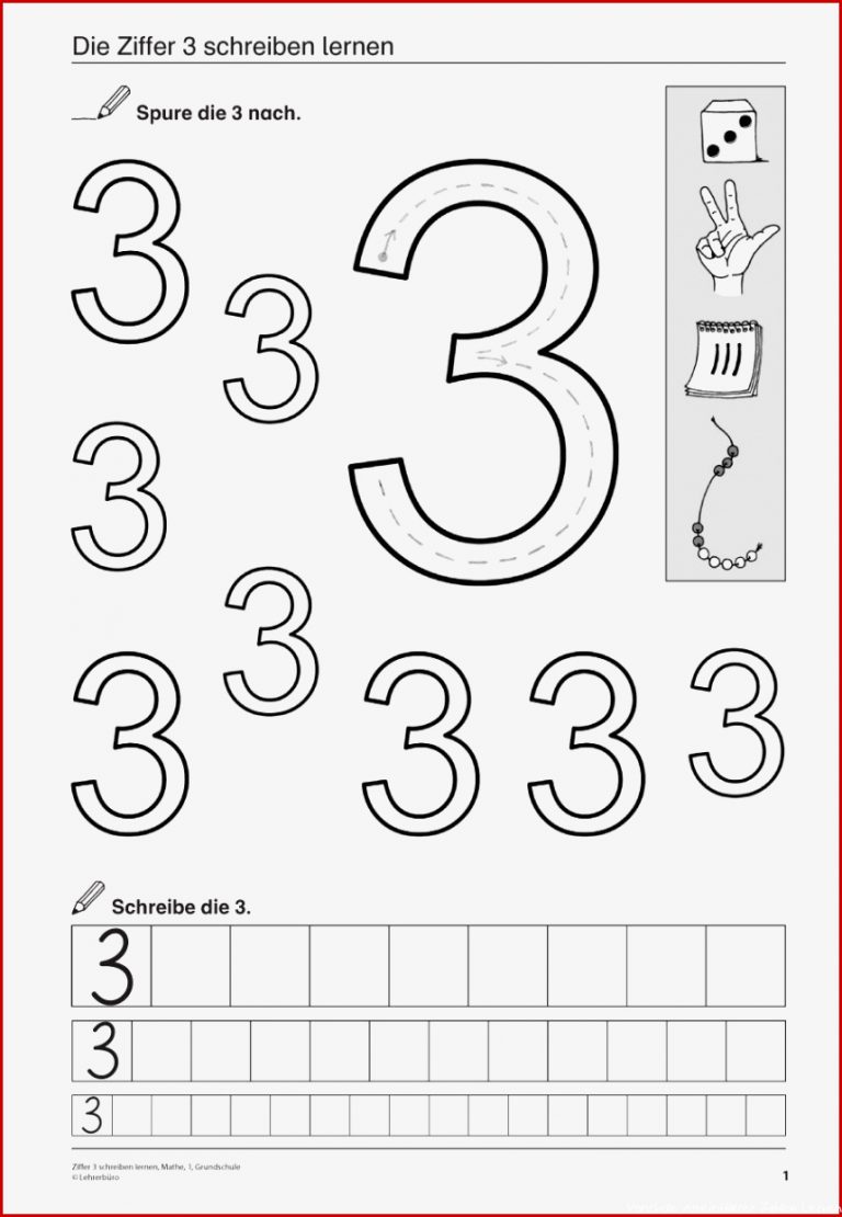 Ziffer 3 Schreiben Lernen Mathematik 1 Klasse Und