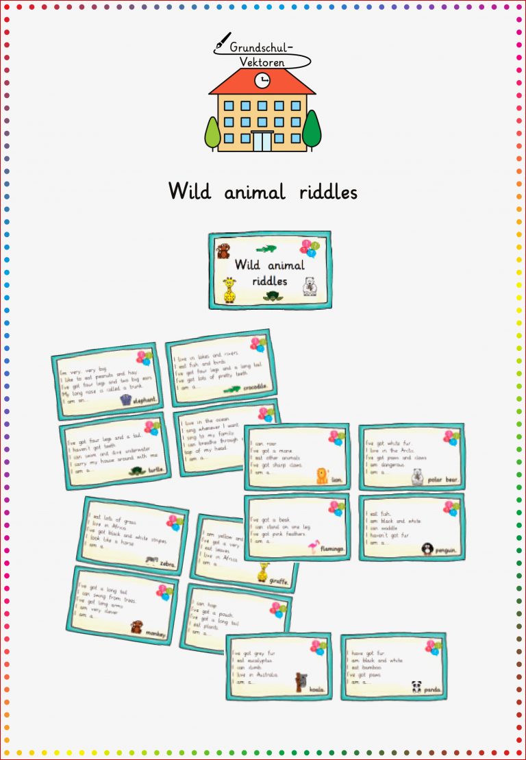 Zoo animal Wild animal riddles – Unterrichtsmaterial im
