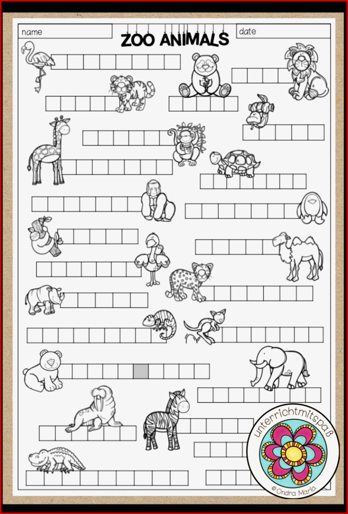 Zoo Animals Working On Words – Unterrichtsmaterial Im