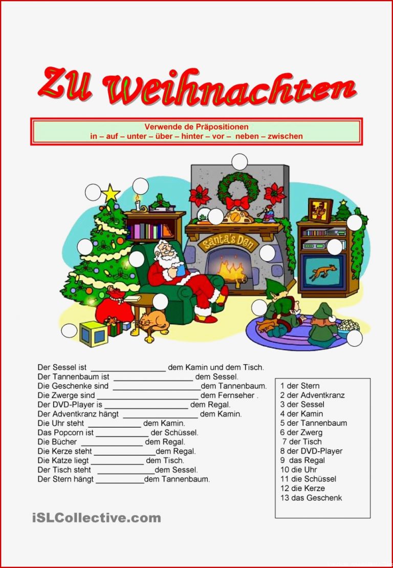 Zu Weihnachten Präpositionen