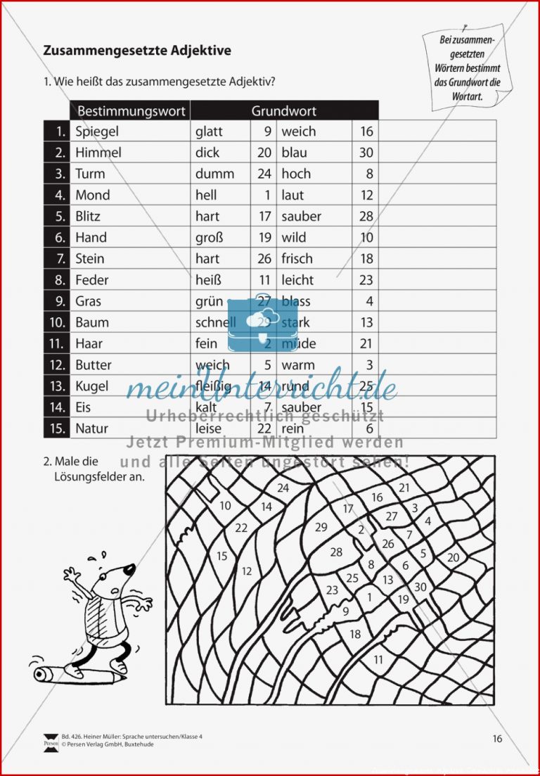 Zusammengesetzte Adjektive Übungen Lösungen