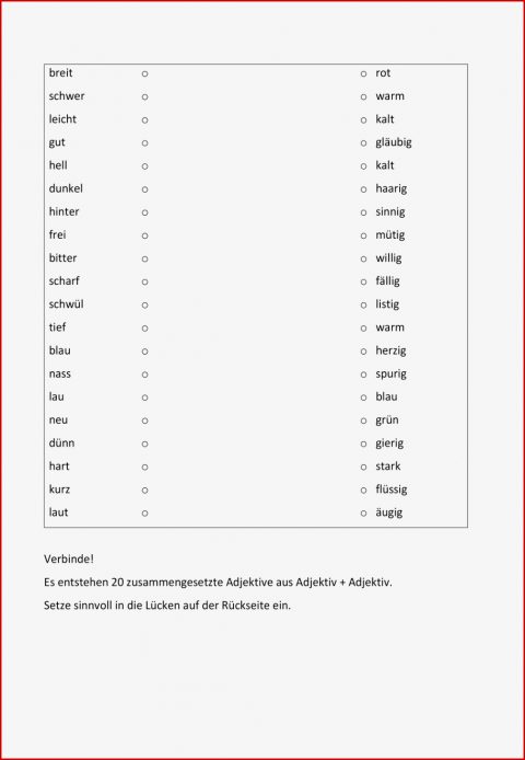 Zusammengesetzte Adjektive – Unterrichtsmaterial Im Fach