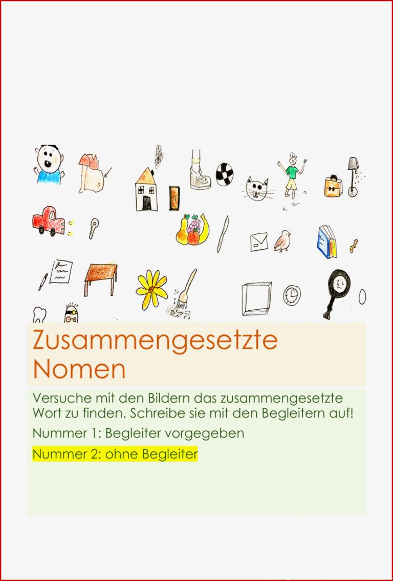 Zusammengesetzte Nomen 1 und 2 Klasse