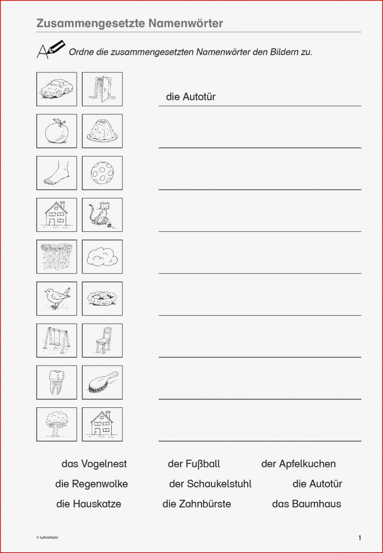 Zusammengesetzte Substantive Klasse 3 Kinderbilder